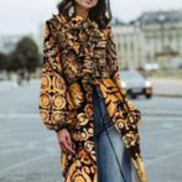 Romantic Silky Button-Up/Tie-Waist Ruffle Duster - Picture 2 of 12